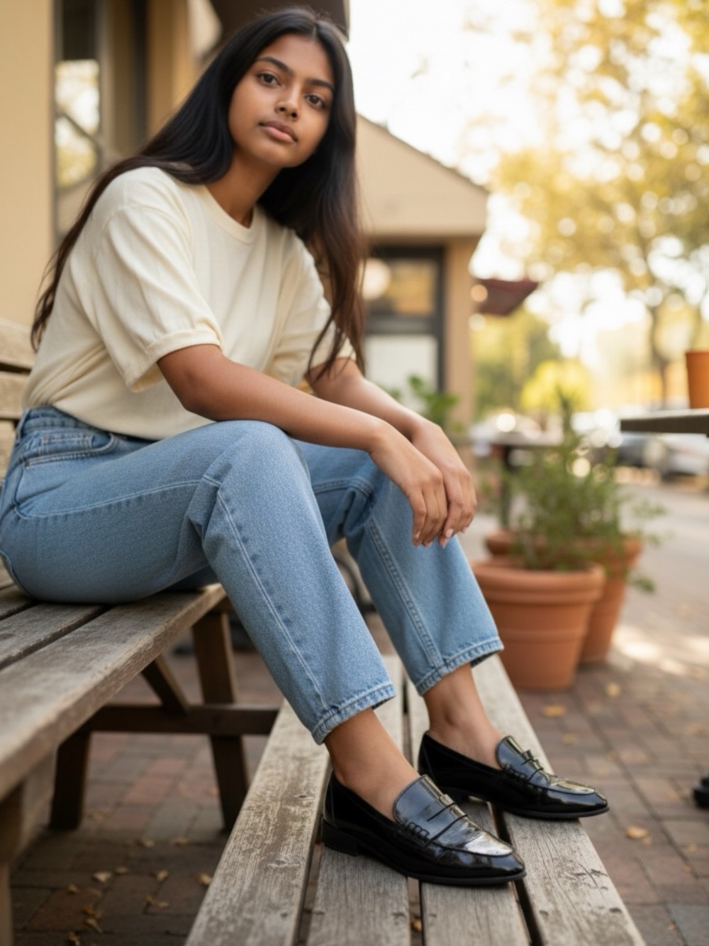 Michael Kors Black Patent Loafers with Penny Strap